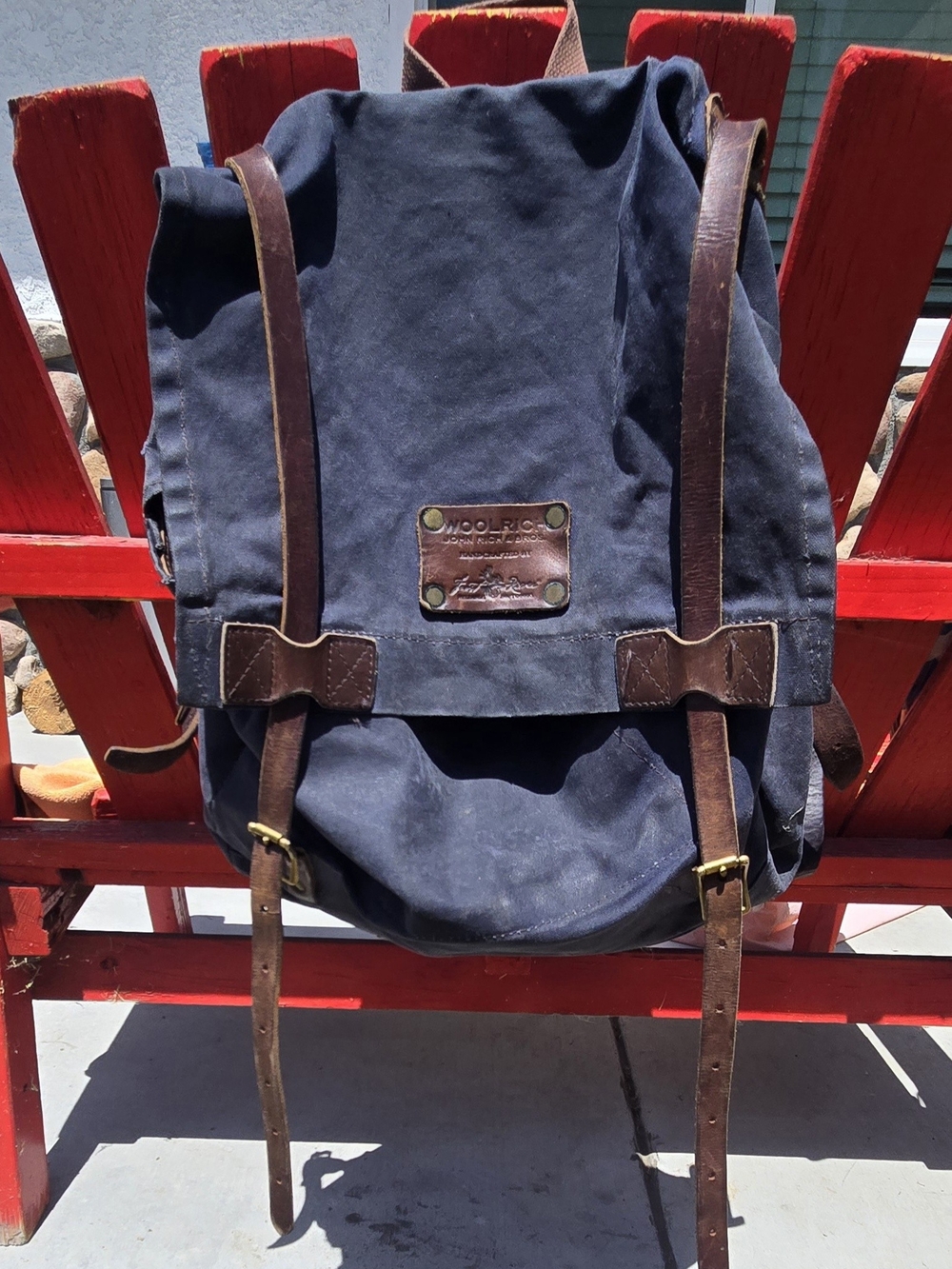 Woolrich John Rich Bros Distressed Waxed Canvas Leather Backpack Heritage Rucksa